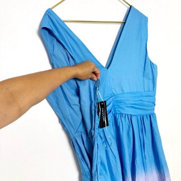 Taylor blue ombre tiedye effect plunge front maxi dress Large - Picture 6 of 12